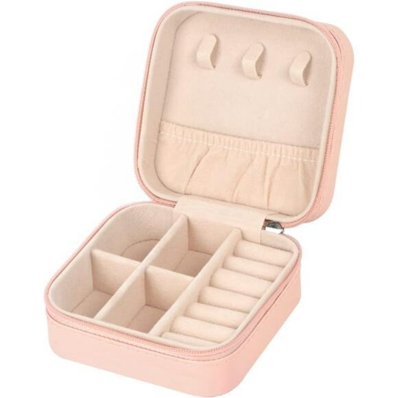Small Travel Jewelry Box Portable PU Leather Organizer for Rings Earrings Neckla - Picture 1 of 7